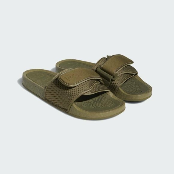 Adidas Men's Green PHARRELL WILLIAMS CHANCLETAS HU Boost SLIDES FY6141 - Picture 1 of 6